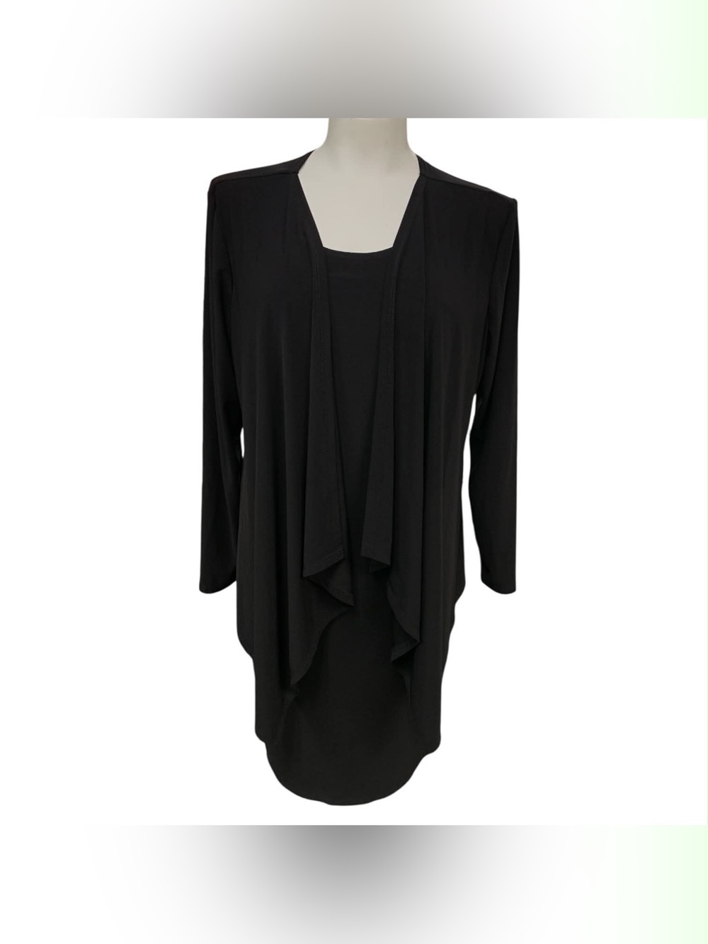 Sears Black Draped Front Tunic Size M